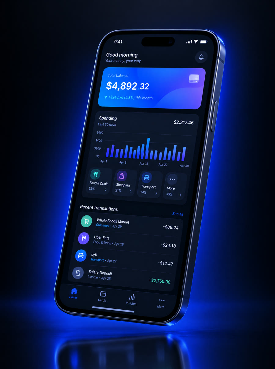 Fintech banking mobile app